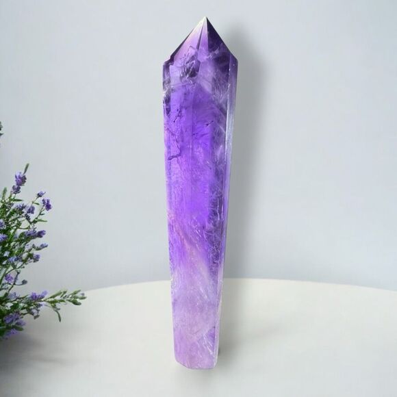 Amethyst Crystal Scepter Meditation Wand with Unique Fingerprint Inclusions (2) - Picture 2 of 13